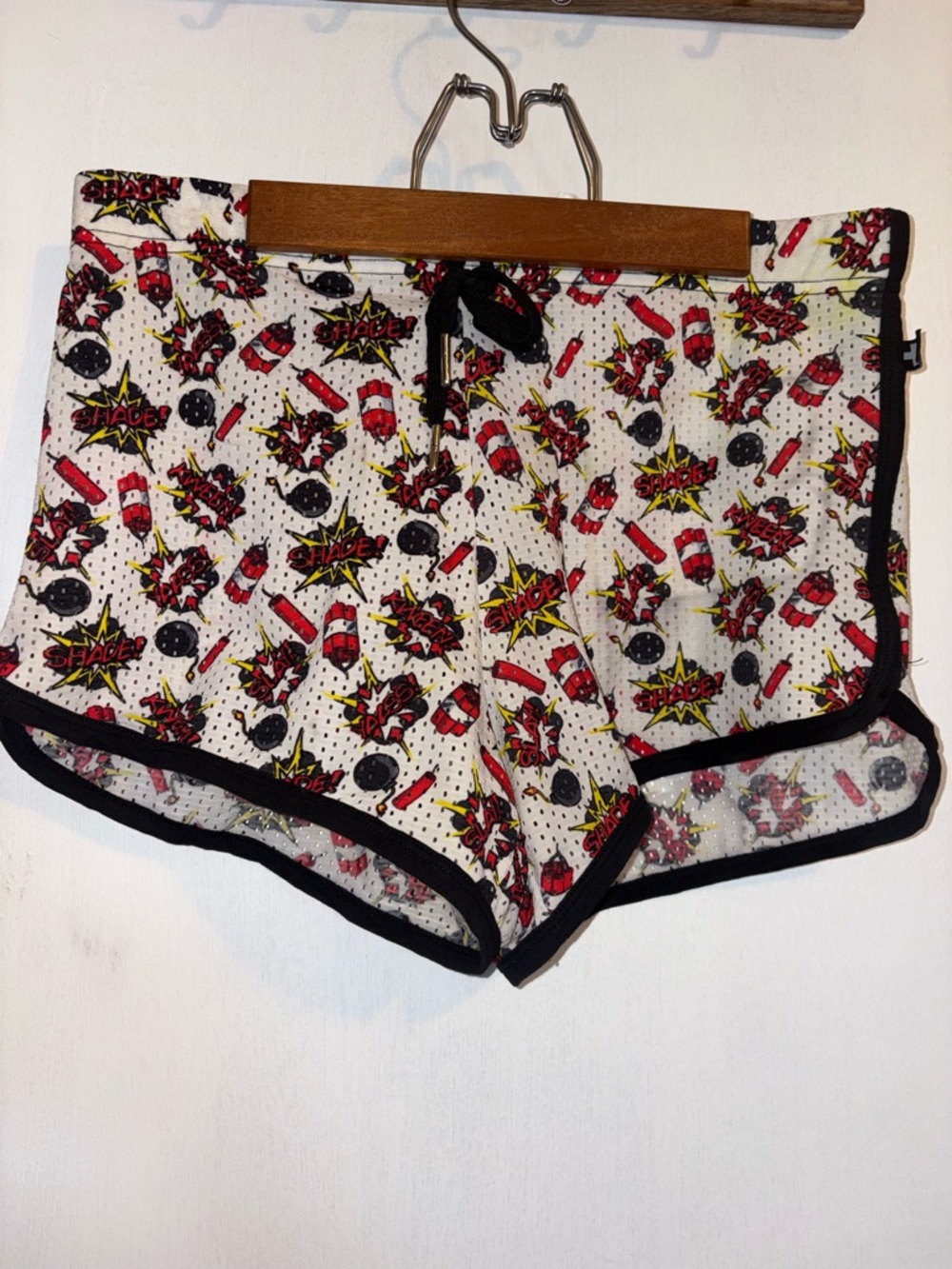 Andrew Christian White Mesh Men’s Athletic / Gay Booty Shorts with Black Trim